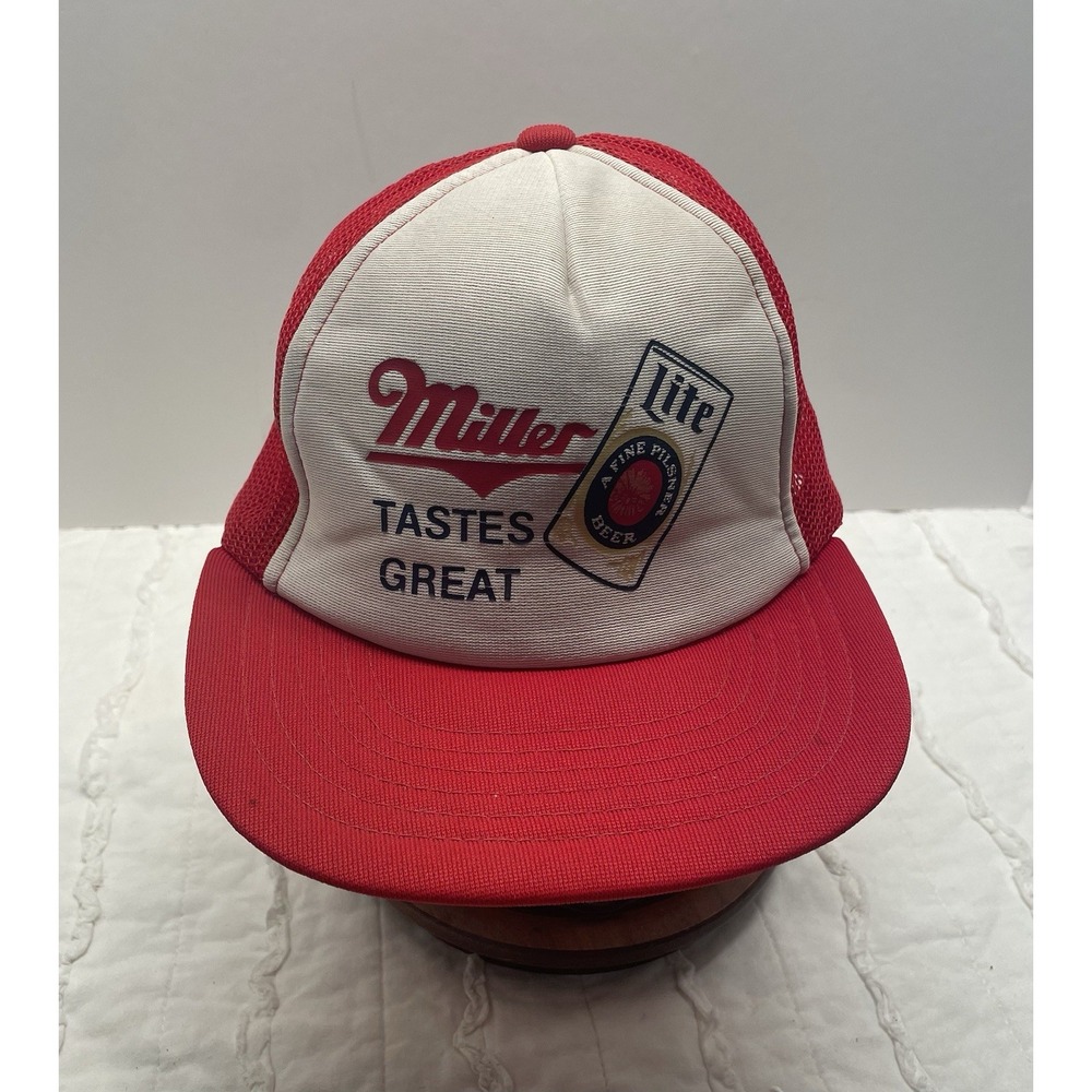 Vintage Miller Lite‎ Hat Cap Snapback Trucker Beer Tastes Great Red